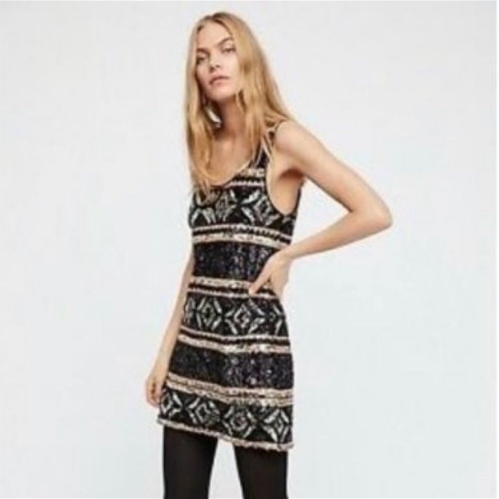 Free People Double Scoop Copper sequined dress, Small